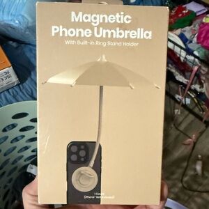Phone Umbrella with Built-in Ring Stand Holder - Cream